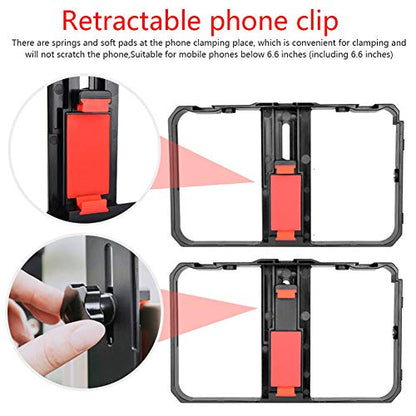 Vlog Live Mobile Phone Photography Support Stabilizer Set with Fill Light and Microphone Professional Video Kit for Content Creators Black Plastic 384g