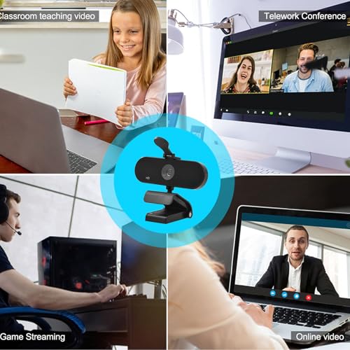 GOWENIC 2K Webcam with PDAF Autofocus, 5MP USB Computer Camera with Microphone and Privacy Cover, for Live Streaming Meeting Zoom