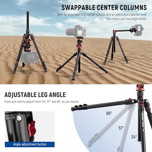 NEEWER Basics 70.9" Camera Tripod Monopod with Center Column & Ball Head, Quick Release Overhead DSLR Cell Phone Holder Stand Compatible with iPhone Travel Video Recording, 17.6 lbs Max Load, TP16 - style: TP16 w/Ball Head