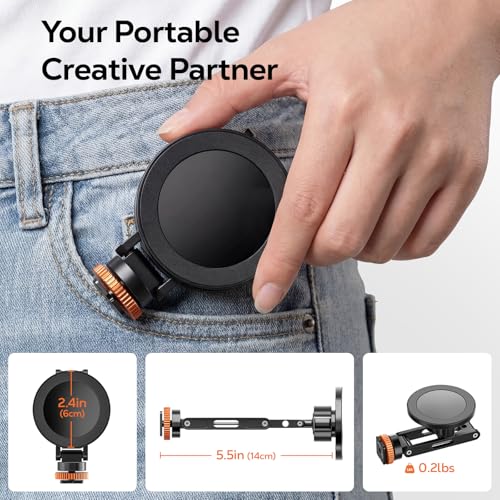 MoKo MagSafe Tripod Mount, All Metal 360° Adjustable Phone Mount for Tripod & Camera with 1/4" Screw & Cold Shoe, Compatible with iPhone 12-17 Series, for Camera Monitoring, Stabilizers, Sony/Canon