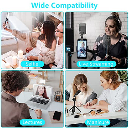 Anautin 60 LED 2200mAh Rechargeable Selfie Light, 7 Modes, 10-Level Brightness, Portable Clip on Light for Phone/Tablet/Laptop, Zoom Call Vlog Makeup TikTok Video Fill Light