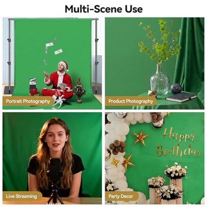 UTEBIT 5x6.5 ft Green Screen Backdrop, Thickened Photography Chroma Key Greenscreen Background, Polyester Fabric Cloth Sheet for Photoshoot, Video Zoom Meeting, Live Streaming, 150Gram (Backdrop only)