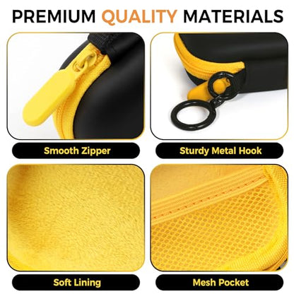 Small Hard Carrying Case for Kodak CHARMERA Keychain Digital Camera, Waterproof Protective Storage Pouch for Mini Keychain Camera Accessories, with Mesh Pocket & Sturdy Metal Hook (Black)