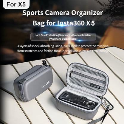 STARTRC VCR Carrying Case for Insta360 X5, Hard Shell Small Storage Case for Insta 360 X5 Accessories, Portable Travel Bag Organizer with Wrist Strap and Carabiner