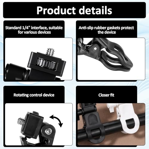 2 Pack Webcam Monitor Mount Monitor Camera Mount with 1/4 Screw Ring Camera Clip Webcam Stand Mounts for Tripod Screen LCD Display Top Fill Light Flash Phone Tripod Tablet Video Live
