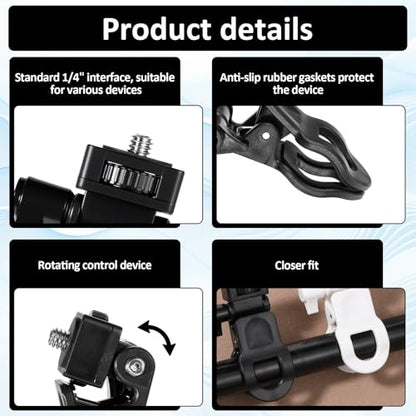 2 Pack Webcam Monitor Mount Monitor Camera Mount with 1/4 Screw Ring Camera Clip Webcam Stand Mounts for Tripod Screen LCD Display Top Fill Light Flash Phone Tripod Tablet Video Live