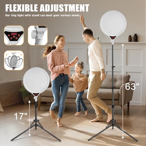 Ring Light with Stand, 14" Professional Ring Light Tripod for iPhone, Adjustable Height for Video Recording Photography Live Streaming Content Creation TikTok YouTube, White - size: 14inch White