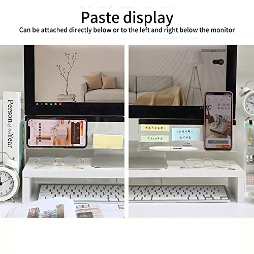 Multifunctional Monitor Memo Board,Clear Screen Memo Board,Sticky Note Holder,Transparent Memo Phone Holder,Computer Monitor Message Board for Office Home (White)