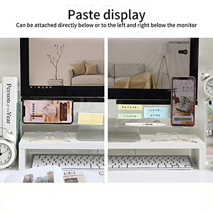 Multifunctional Monitor Memo Board,Clear Screen Memo Board,Sticky Note Holder,Transparent Memo Phone Holder,Computer Monitor Message Board for Office Home (White)