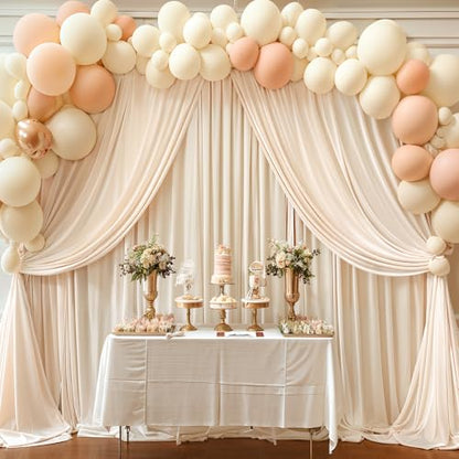 Deep Champagne Backdrop Curtain 2 Panels-Wrinkle-Free Curtains Polyester Photography Drapes for Baby Shower Birthday Party Photo Background Backdrop Stand- 8 X10FT (Champagne) - color: Champagne, size: W4' x H10'(2 panels)