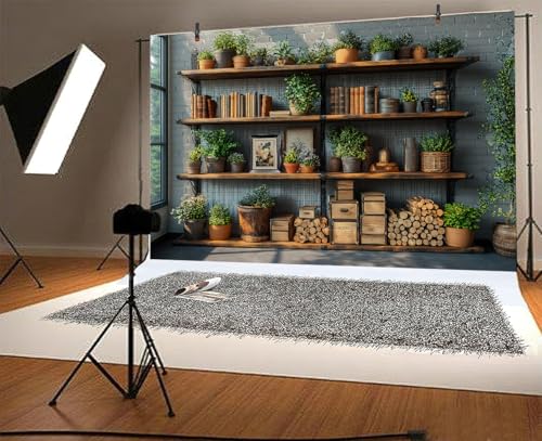 5X5ft Podcast Office Photo Backdrop Photography Background, Zoom Backdrops for Home Office Library Video Living Room Bookshelf Photo Booth Prop Decorations Wall Decor Tablecloth - size: 5X5FT
