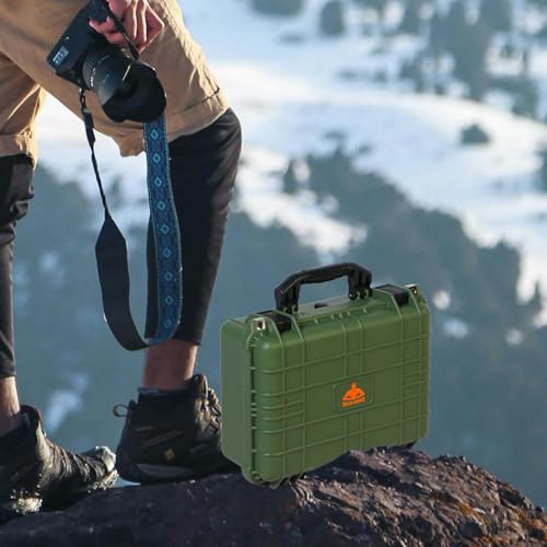 Jack Boss 16x 12.8x 6.8 Inch Hard Case, Portable Weather Waterproof Protective Camera Case with Customizable Foam, Fit Use of Drones, Camera, Equipments, Green - color: GREEN, size: 16x12.8x6.8"
