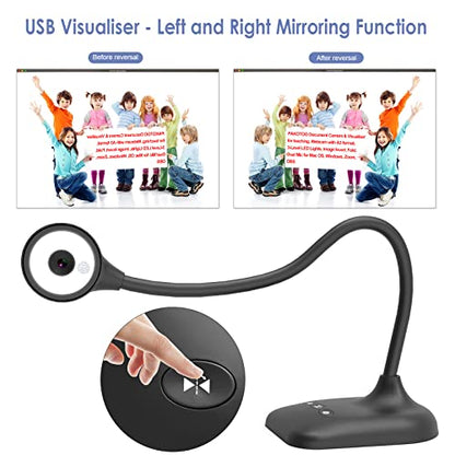 USB Document Camera for Teachers, Webcam/Doc Camera for Classroom with A3 Format, 3-Level LED Lights, Image Invert, Fold, Dual mic for Mac OS, Windows, Zoom, OBS Work with Distance Learning