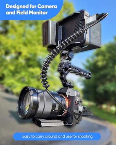 4K Mini HDMI to HDMI Coiled Cable 1FT-3FT for Camera Field Monitor, HDMI to Mini HDMI Coiled Cable Short [Aluminum Shell] 4K@60Hz, 2K, 1080P, HDR, ARC for DSLR, Portable Monitor, Laptop