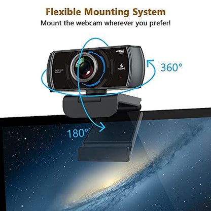 NexiGo N980P 1080P 60FPS Webcam with Microphone and Software Control, USB Computer Camera, Built-in Dual Noise Reduction Mics, 120° Wide-Angle for Zoom/Skype/FaceTime/Teams, PC Mac Laptop Desktop - style: Webcam 60FPS