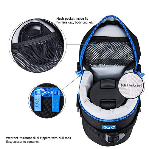 JJC Deluxe Lens Case Pouch for Canon EF 75-300mm f4.5-5.6/EF 24-105mm f4L/EF 16-35mm F4L/RF 75-300mm f4-5.6,Nikon AF-S 24-70mm f2.8/16-35mm f4G/70-300mm f4.5-6.3G & More Lens below 3.15" x 6.1"(D x L) - size: L Size