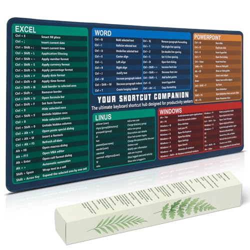 Excel Cheat Sheet Mouse Pad, XXL Non-Slip Desk Mat with Excel Shortcuts, Office Desk Pad for Spreadsheet Users, Accountants, Students & Home Office, Army Green - color: Army Blue(XXL Single), size: 35.5L x 15.8W inches
