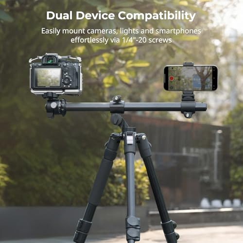 SmallRig CT25 64.5"/164cm Horizontal Overhead Tripod for iPhone & Camera, with Phone Holder & Carrying Bag, 22lb Max Load Aluminum Lightweight Camera Tripod for Overhead Shots/Live Streaming - style: 64.5" Horizontal Tripod