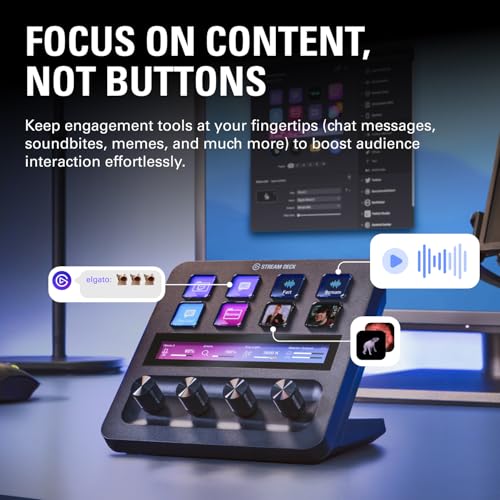 Elgato Stream Deck +, Audio Mixer and Studio Controller | LCD keys, dials and touch strip, Multi actions and smart profiles, Unlocks Wave Link mixing, Works with Mac and PC