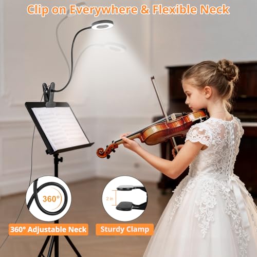 Woputne Desk Lamp Clip Light, 10 Dimmable Brightness 3 Light Modes Reading Light, Clamp Bedside Lamp for Painting, Craft, Study (Black) - size: Black-1 Piece-Standard-Classic