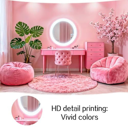 12X10ft Pink Vanity Backdrop Virtual Home Photography Background for Video Recording Live Video Zoom Calls Photo Studio Props Wall Decor Banner - size: 12X10FT