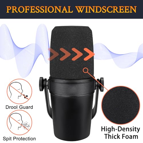 SOULWIT 2Pcs Pop Filter for Shure MV7/MV7X - Black | Do Not Fit MV7+(MV7 Plus) Microphones