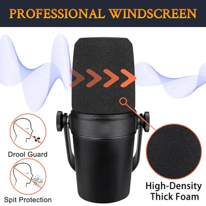 SOULWIT 2Pcs Pop Filter for Shure MV7/MV7X - Black | Do Not Fit MV7+(MV7 Plus) Microphones