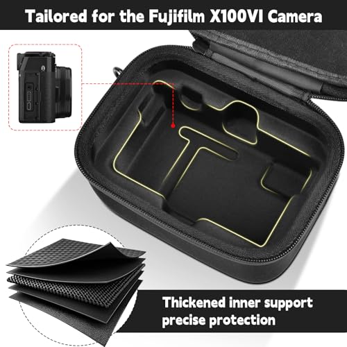 GWCASE Custom Camera Travel Case for Fujifilm X100VI Camera, Premium EVA Shell with Protective Dividers, Mesh Pockets for Fujifilm X100VI Accessories. Detachable Shoulder Strap & Handle (Case Only) - style: For Bare Device