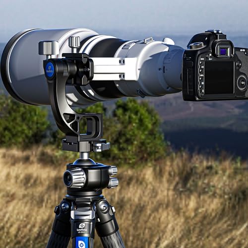 Leofoto Camera Gimbal Head, Professional Gimbal Tripod Head, 3/8" and 1/4" Mounting Hole with Arca-Swiss Quick-Release Plate for Outdoor Video/Wildlife Photography, Max Load to 22 kg/48.5lb (MPG-02) - color: MPG-02-Max Load 55.12lb
