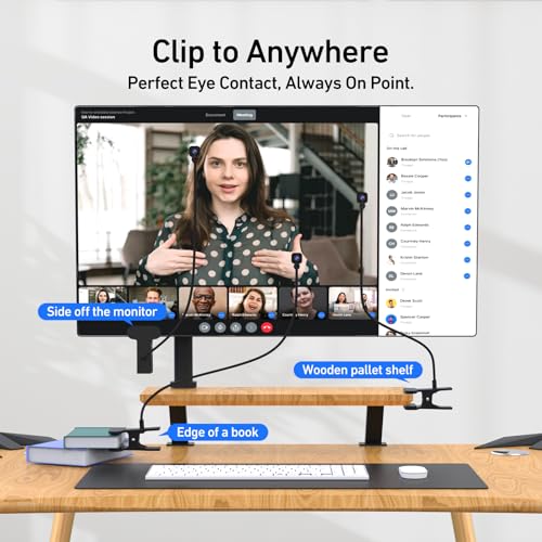 4K Center Screen Webcam with Microphone, AutoFocus 4K Middle Screen Webcam USB Type-C/A Adapter, Eye Level Camera Plug&Play (Clamp)