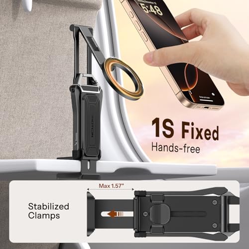 OMOTON TP02 360°Rotating for MagSafe Tripod, New Upgrade with 1/4" Screw Arca, Adjustable Magnetic Phone Tripod for iPhone 17/16/15 Pro Max Air, Foldable Selfie Stick Fits Vlog, Gym, Black Pro - color: 7-Black Pro