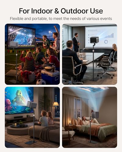 PEGZONE Projector Stand -Height Adjustable Floor Stand with 1/4'' Screw Heavy-Duty Steel Base Projector Mount Extends 35" to 48,Compatible with Projector, Camera for Home & Office & Outdoor