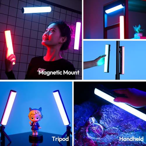 ULANZI B15RGB Magnetic RGB Light Wand - Handheld LED Video Light Stick with Diffuser, 3300mAh 1800-9000K 20 Effect Dimmable Camera Tube Light for Video Recording Studio Photography TikTok YouTube Vlog - size: 1 pcs-Medium