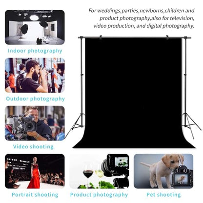 Black Backdrop Virtual Black Background Sheet Fabric Wrinkle Resistance Photo Background for Photo Studio Shooting Props 8x10FT - color: Black, size: 8x10FT