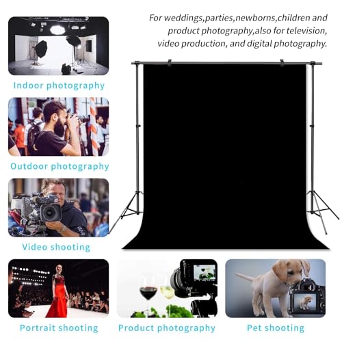 Black Backdrop Virtual Black Background Sheet Fabric Wrinkle Resistance Photo Background for Photo Studio Shooting Props 6x9FT - color: Black, size: 6x9FT