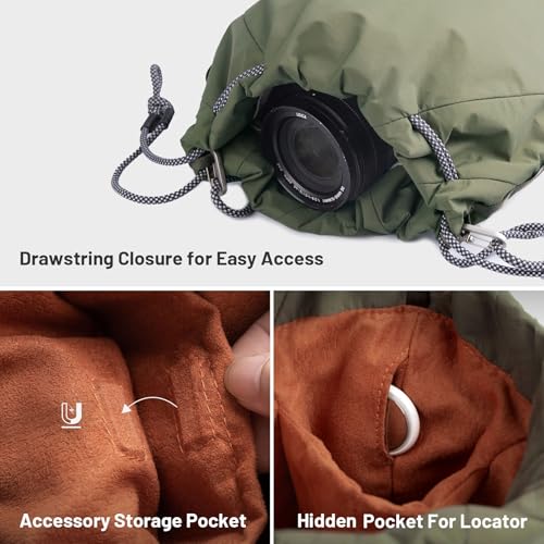 PGYTECH OneGo Drawstring Small Camera Bag, Soft Cute Camera Pouch Handbag compatible with Mirrorless Cameras/Nikon/Canon/Sony/Fuji/Pocket 4 Camera Case - color: Ivory