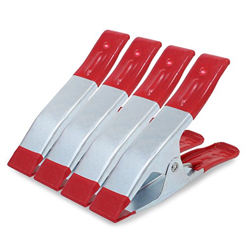 ESUMIC® 4 x6 inch A Metal Spring Clamps, Heavy Duty Spring Metal Spring Clamps, Rubber Coated Tipped Grip Holder For Camping Tarpaulin (Red) (4 -Piece) - color: 6inch 4pcs