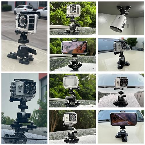ULIBERMAGNET Magnetic Camera Mount, 80LB Heavy Duty Metal Car Adjustable Magnetic Mobile Camera Holder with Mini Ball Head,Strong Rubber Coated Magnet with 1/4’’-20 Male Thread Stud for GoPro - style: 80LB Triangle Magnetic Camera Mount
