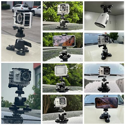 ULIBERMAGNET Magnetic Camera Mount, 80LB Heavy Duty Metal Car Adjustable Magnetic Mobile Camera Holder with Mini Ball Head,Strong Rubber Coated Magnet with 1/4’’-20 Male Thread Stud for GoPro - style: 80LB Triangle Magnetic Camera Mount