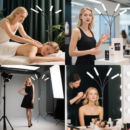 Four Arms LED Light for Photography,Esthetician Light for Lash Extensions with Phone Holder/Floor Lamp/Lash Light for Makeup/Tattoo/Selfie/Video Recording/Photography/TikTok/YouTube/Live Stream