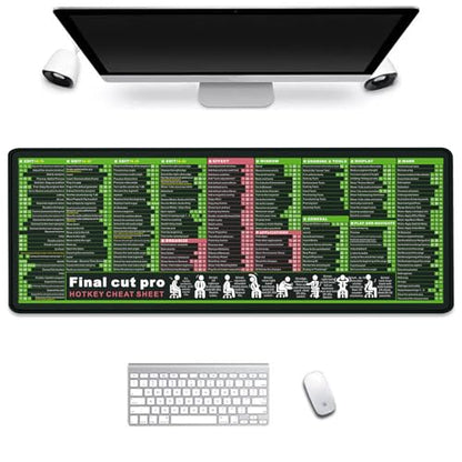 Final Cut Pro Shortcut Keyboard Mac OS Mouse Pad Computer Mouse Pads for a Desk Large Desk Pad Long Mousepad with Stitched Edge Non-Slip Rubber Base for Computer Keyboard Laptop PC - color: 38Final cut pro