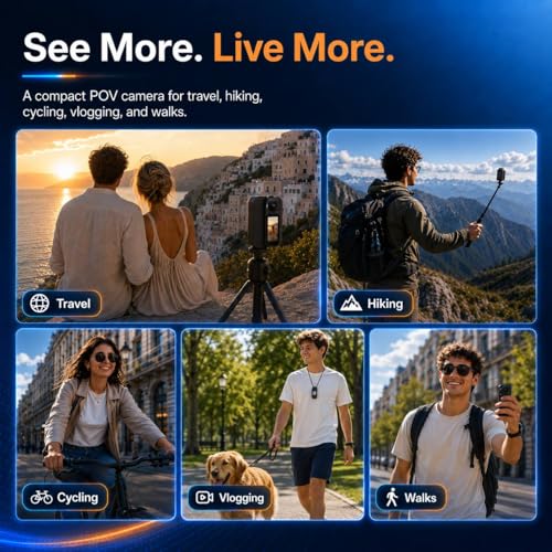 1080P Body Cam, Wearable Camera, POV Recorder, 32GB, Touchscreen | 2.5H wearable POV kit with 32GB, magnetic clip, back clip, touchscreen and WiFi App for travel, walks and vlogs - size: H9132G