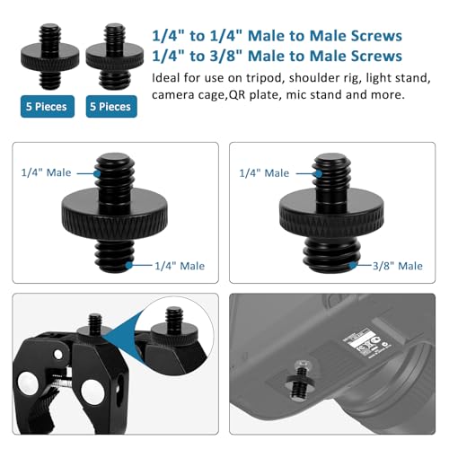 24 Pcs Camera Tripod Adapter, 1/4 to 3/8 Threaded Converter Camera Screw Mount Set,Tripod Thread Adapter for DSLR Camera, Monopod, Ballhead, Quick Release Plate, Flash Light - color: 24 Pcs Camera Mount Screw
