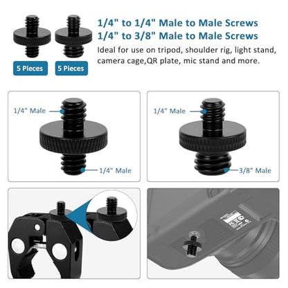 24 Pcs Camera Tripod Adapter, 1/4 to 3/8 Threaded Converter Camera Screw Mount Set,Tripod Thread Adapter for DSLR Camera, Monopod, Ballhead, Quick Release Plate, Flash Light - color: 24 Pcs Camera Mount Screw