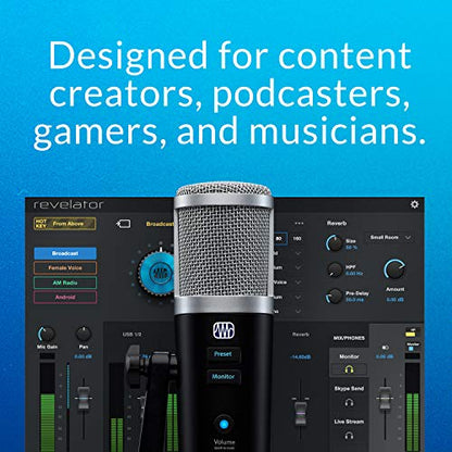 PreSonus Revelator USB Condenser Microphone for podcasting, live streaming, with built-in voice effects plus loopback mixer for gaming, casting, and recording interviews over Skype, Zoom, Discord - style: Revelator USB-C Condenser Mic