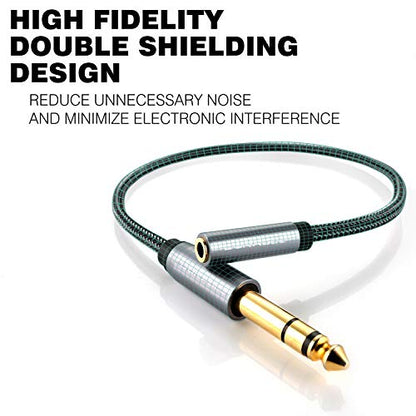 DUKABEL TopSeries 6.35mm (1/4 inch) to 3.5mm (1/8 inch) Headphone Jack Adapter, 1/8 (Female) to 1/4 (Male) Extension Cable, 3.5 to 6.35 Audio Cable for Mixer Guitar Piano Amplifier Speaker and More - size: 30 cm