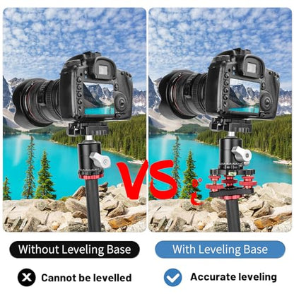 Tripod Leveling Base Camera Leveler, Aircraft Grade Aluminum Alloy 3 Axis Tri Wheel Head, 3/8” Thread, with +/-5 Degree Precision Adjustment for DSLR Camera Rotator Panoramic Head LP-64