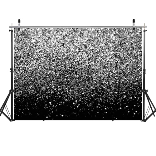 Black and Silver Backdrop Silver Glitter Backdrop for Photography Wedding Birthday Baby Shower Party Photo Studio 8x6FT FW18 - color: Silver, size: 8x6FT