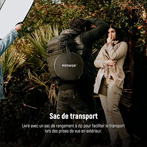 NEEWER 80cm Light Reflector with Handle & 3/8" Thread, 5 in 1 Foldable Round Light Diffuser, Translucent/Silver/Gold/White/Black for Studio or Outdoor Photo Lighting, RF-80II - style: 80cm