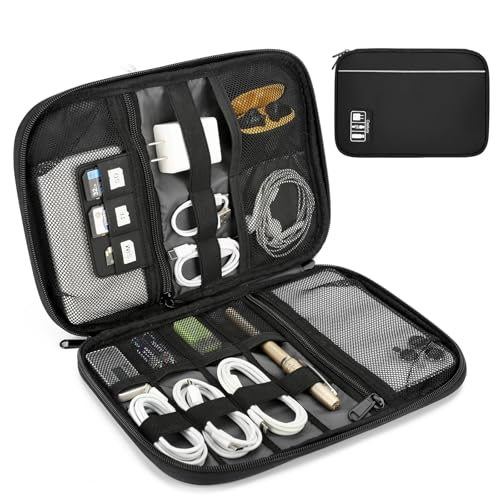 Electronic Organizer Travel Case, All-in-One Portable Cable Organizer Bag for Storage, Cord Organizer Tech Accessories for Cables, Chargers, Power Bank, Flash Drive, SD Card